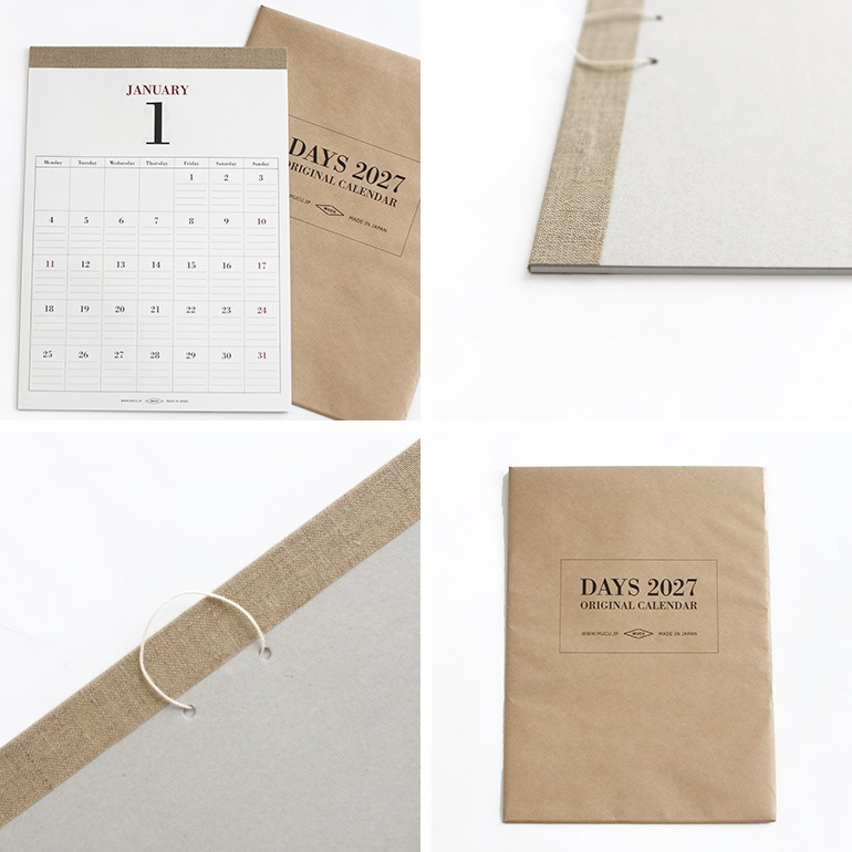 MUCU ムク｜Wall Calendar DAYS 2027 Natural