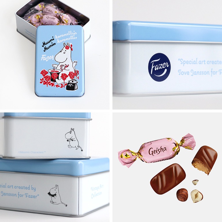 Fazer ファッツェル｜ムーミンママ缶　ゲイシャミルクチョコレート