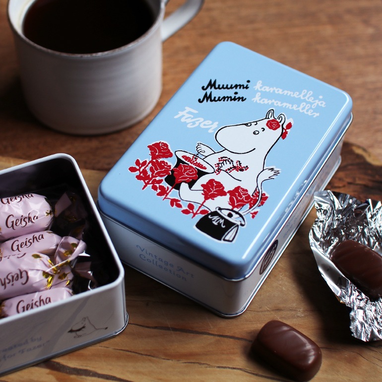 Fazer ファッツェル｜ムーミンママ缶　ゲイシャミルクチョコレート