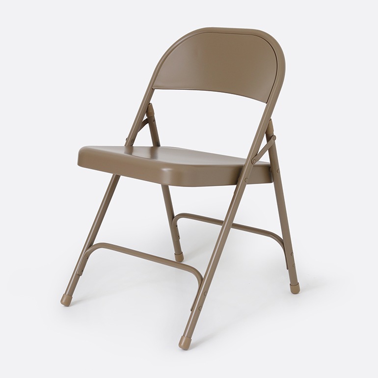 TUBULAR STEEL FOLDING CHAIR BEIGE