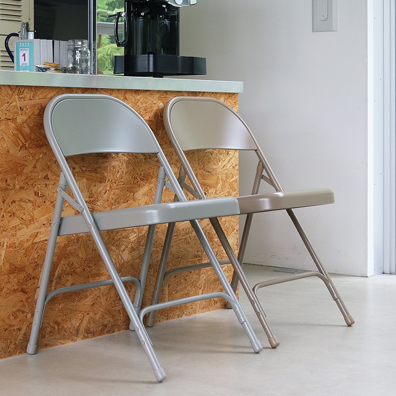 TUBULAR STEEL FOLDING CHAIR BEIGE