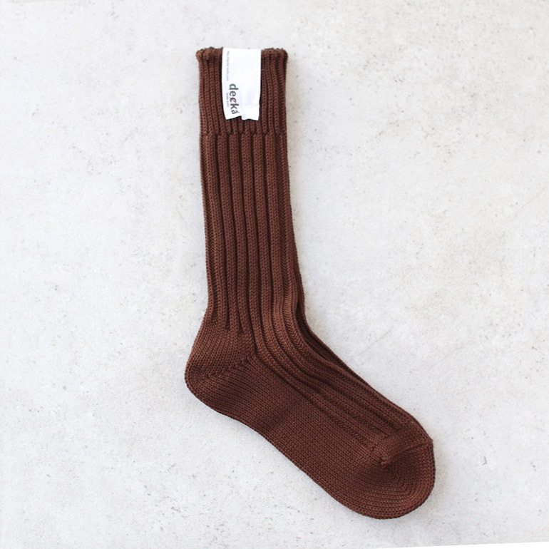 decka quality socks デカクォリティソックス｜CASED HEAVY WEIGHT PLAIN SOCKS ブラウン