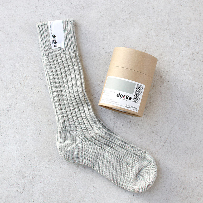 decka quality socks デカクォリティソックス｜CASED HEAVY WEIGHT PLAIN SOCKS フェザーグレー