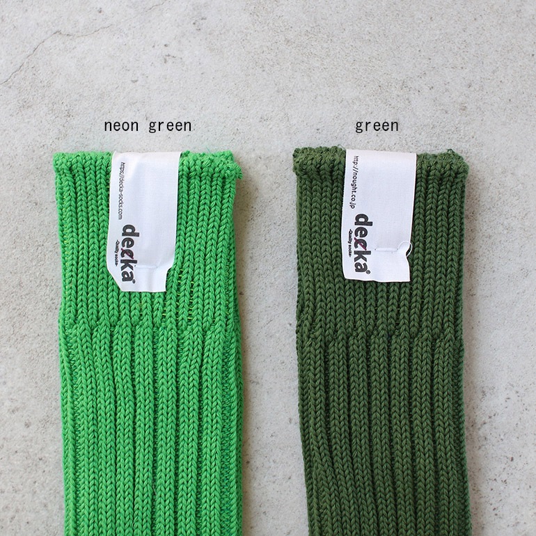 decka quality socks デカクォリティソックス｜CASED HEAVY WEIGHT PLAIN SOCKS ネオングリーン