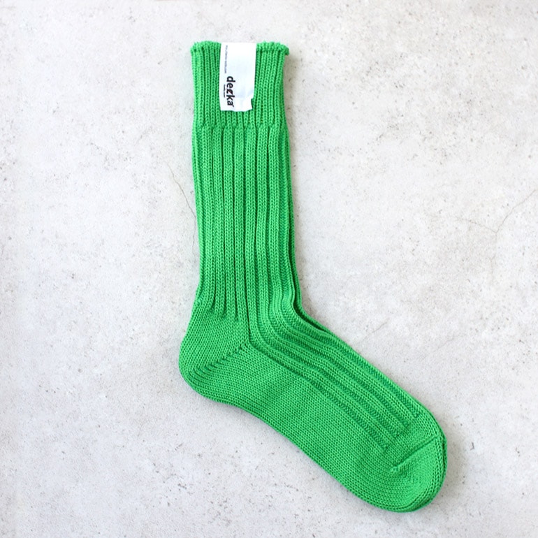 decka quality socks デカクォリティソックス｜CASED HEAVY WEIGHT PLAIN SOCKS ネオングリーン
