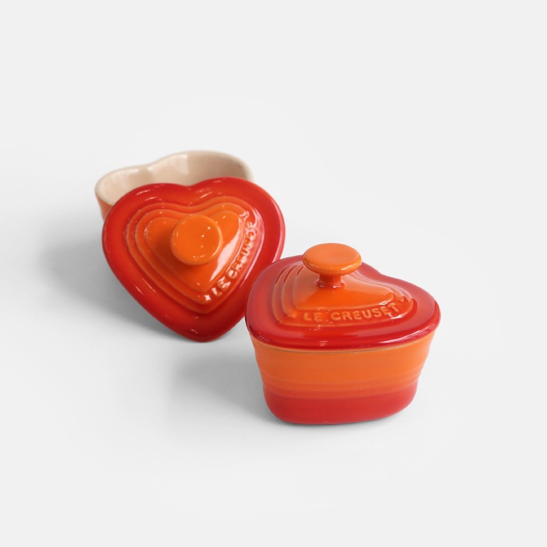 VINTAGE｜LE CREUSET フタ付き ミニココット(ハート型)