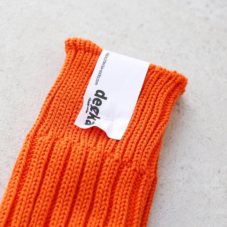 decka quality socks デカクォリティソックス｜CASED HEAVY WEIGHT PLAIN SOCKS ネオンオレンジ