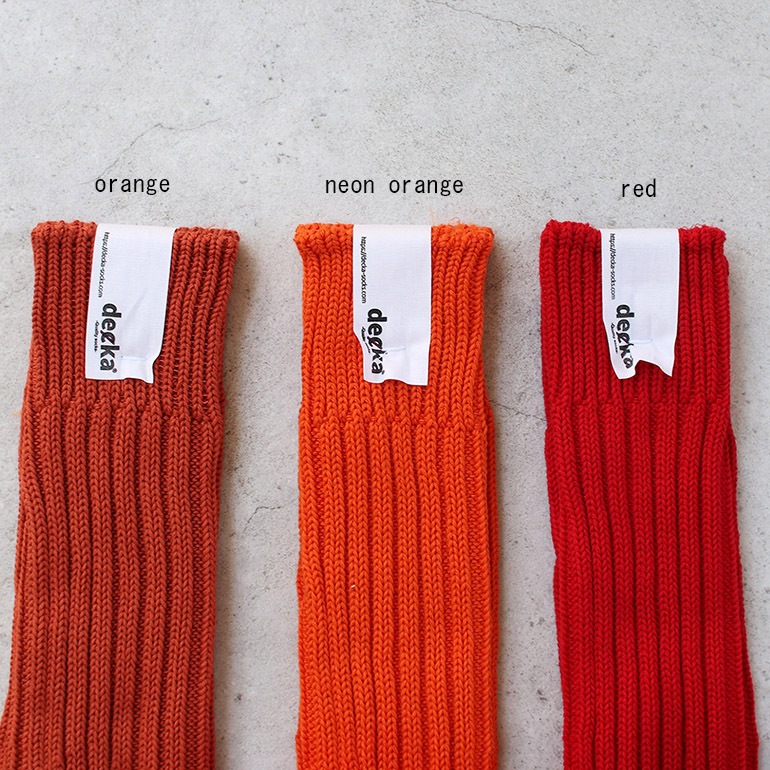 decka quality socks デカクォリティソックス｜CASED HEAVY WEIGHT PLAIN SOCKS ネオンオレンジ