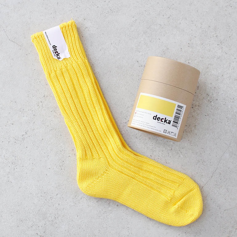 decka quality socks デカクォリティソックス｜CASED HEAVY WEIGHT PLAIN SOCKS ネオンイエロー