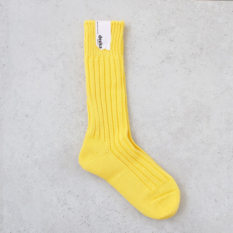decka quality socks デカクォリティソックス｜CASED HEAVY WEIGHT PLAIN SOCKS ネオンイエロー