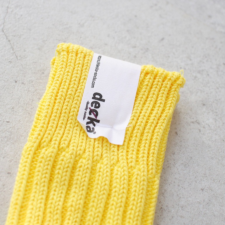 decka quality socks デカクォリティソックス｜CASED HEAVY WEIGHT PLAIN SOCKS ネオンイエロー