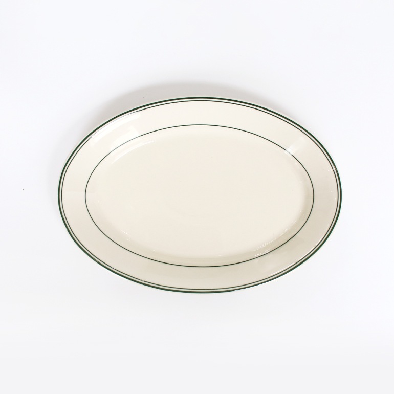 HOMER LAUGHLIN CHINA ホーマーラフリンチャイナ｜GREEN BAND OVAL PLATE