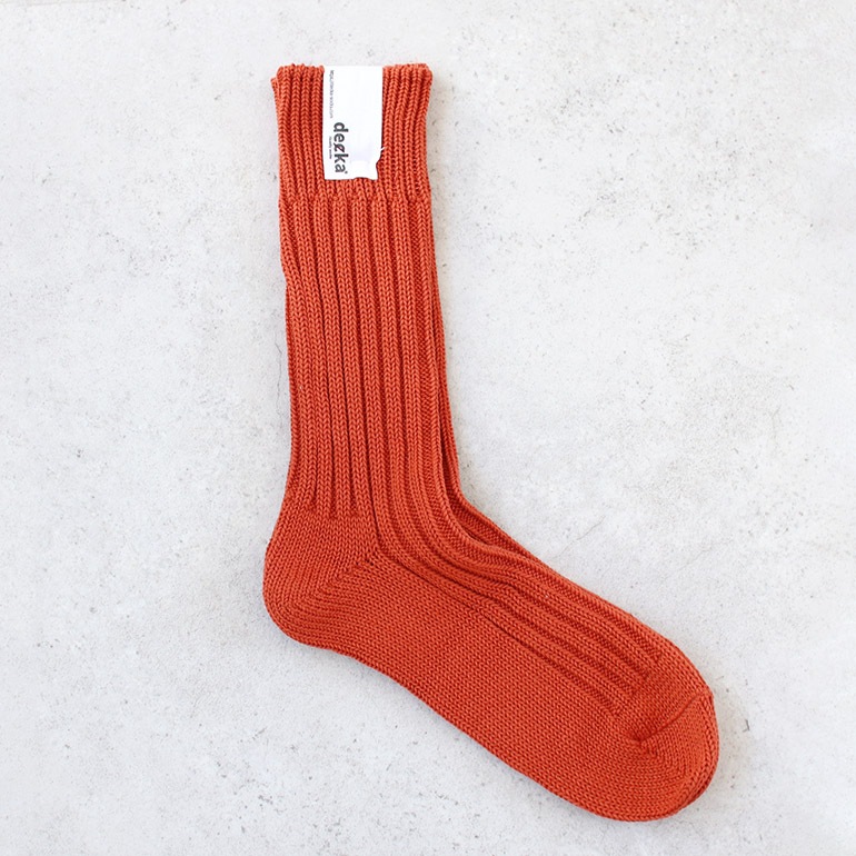 decka quality socks デカクォリティソックス｜CASED HEAVY WEIGHT PLAIN SOCKS オレンジ