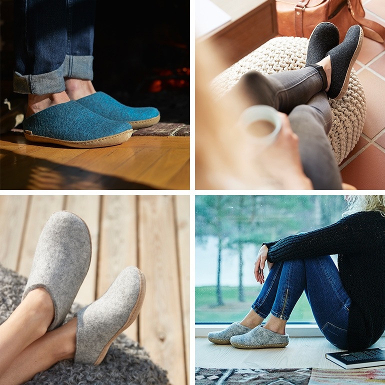 glerups グレーラップ｜SLIP-ON WITH LEATHER SOLE (ルームシューズ