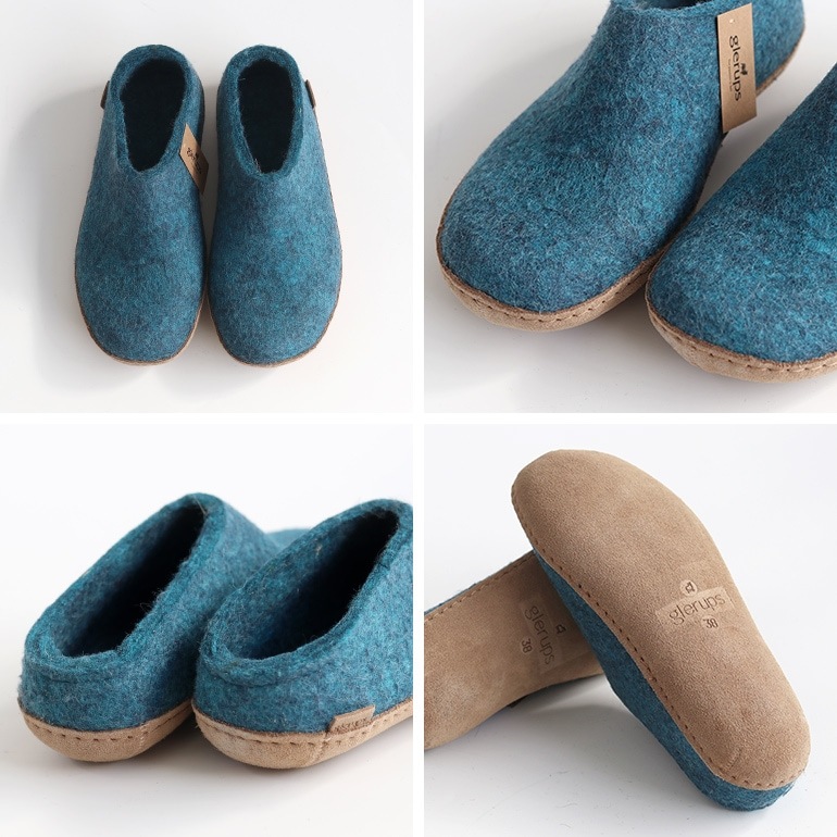 【取扱い終了/セール】glerups グレーラップ｜SLIP-ON WITH LEATHER SOLE (ルームシューズ)