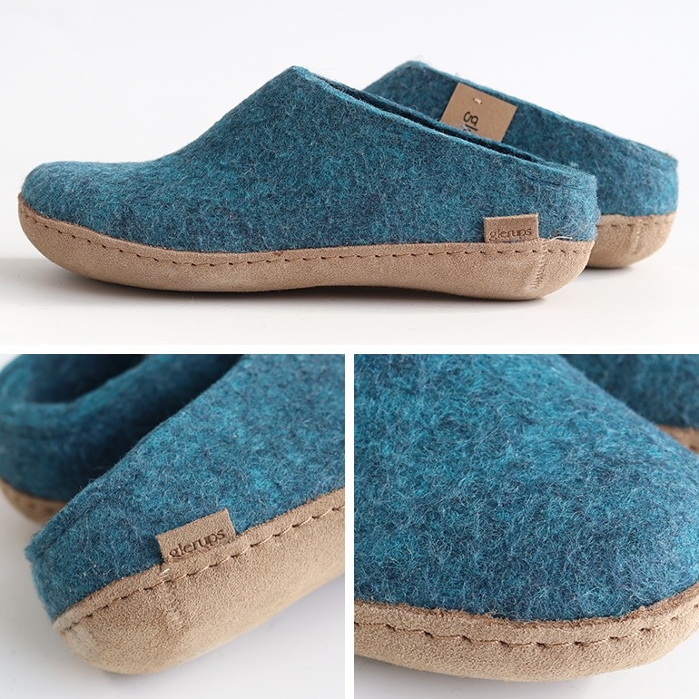 【取扱い終了/セール】glerups グレーラップ｜SLIP-ON WITH LEATHER SOLE (ルームシューズ)