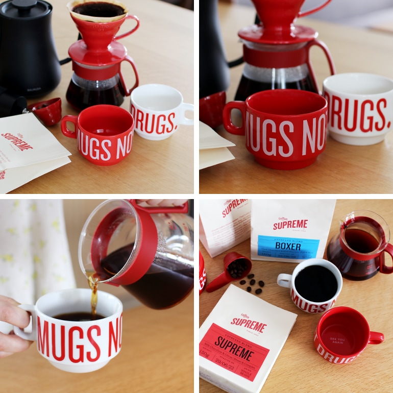 COFFEE SUPREME コーヒースプリーム｜MUGS NOT DRUGS STACKER MUG RED【SEE YOU AGAIN】