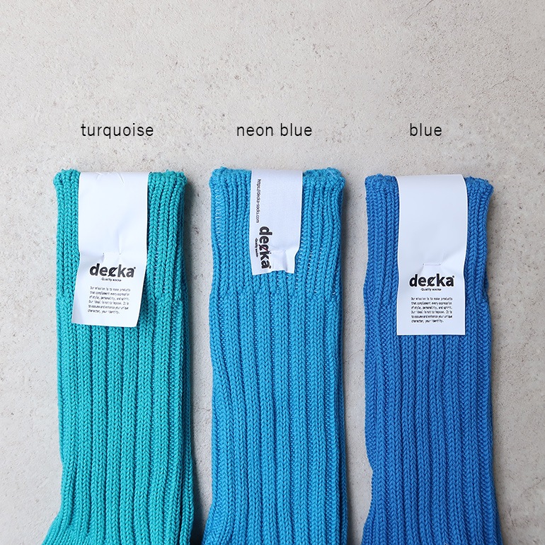 decka quality socks デカクォリティソックス｜CASED HEAVY WEIGHT PLAIN SOCKS ターコイズ