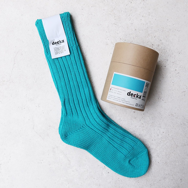 decka quality socks デカクォリティソックス｜CASED HEAVY WEIGHT PLAIN SOCKS ターコイズ
