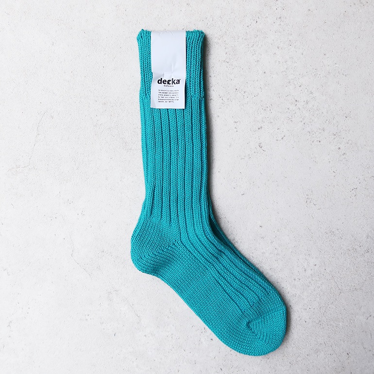decka quality socks デカクォリティソックス｜CASED HEAVY WEIGHT PLAIN SOCKS ターコイズ