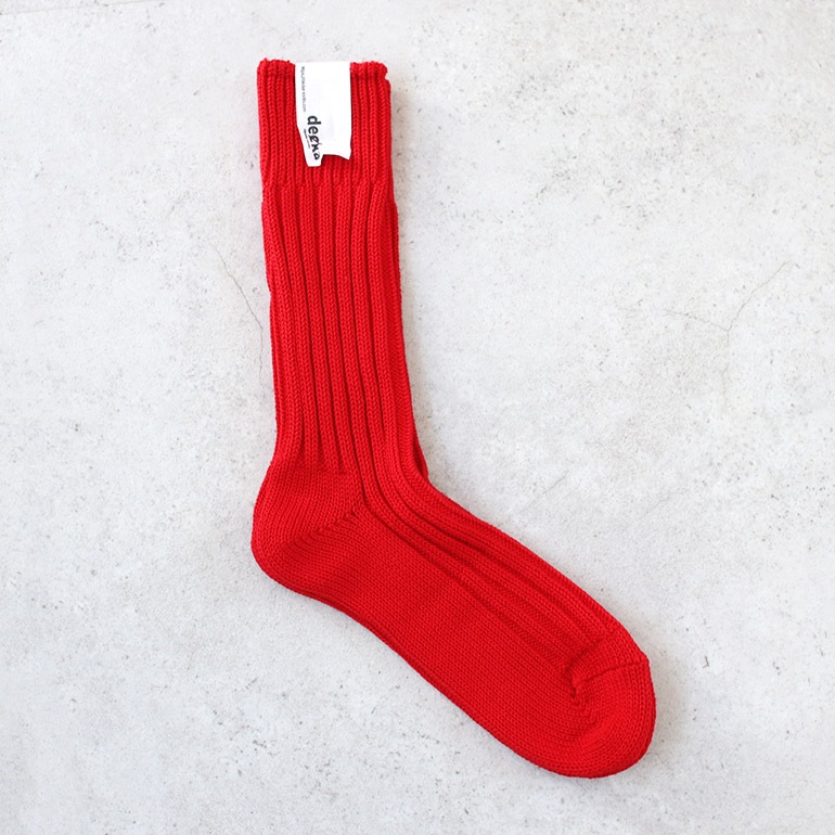 decka quality socks デカクォリティソックス｜CASED HEAVY WEIGHT PLAIN SOCKS レッド