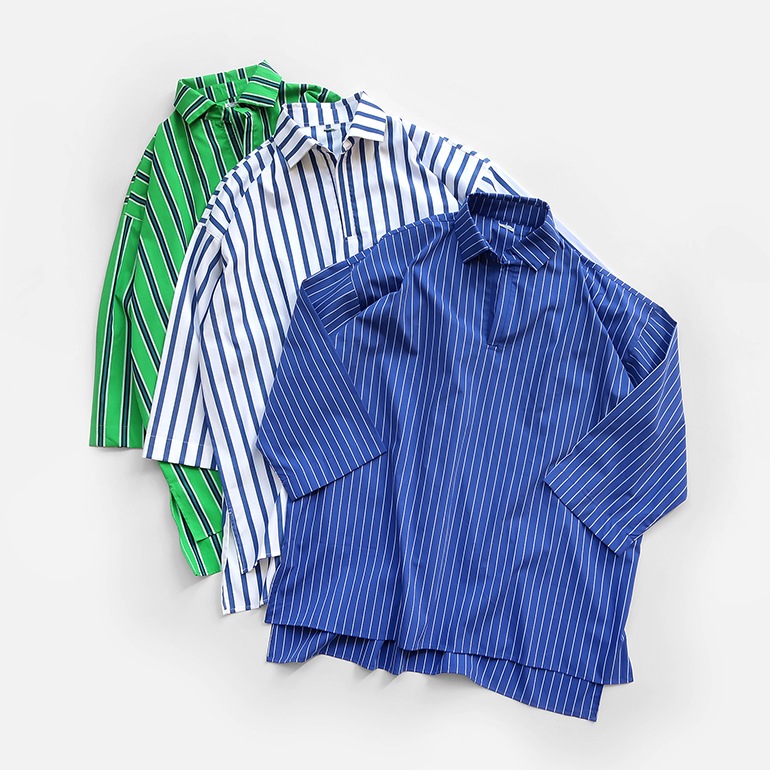 PUEBCO プエブコ｜COTTON STRIPE SHIRT / REGULAR COLLAR【全3色】