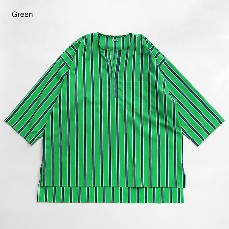 PUEBCO プエブコ｜COTTON STRIPE SHIRT / REGULAR COLLAR【全3色】 PUEBCO プエブコ｜COTTON STRIPE SHIRT / CREW NECK【全3色