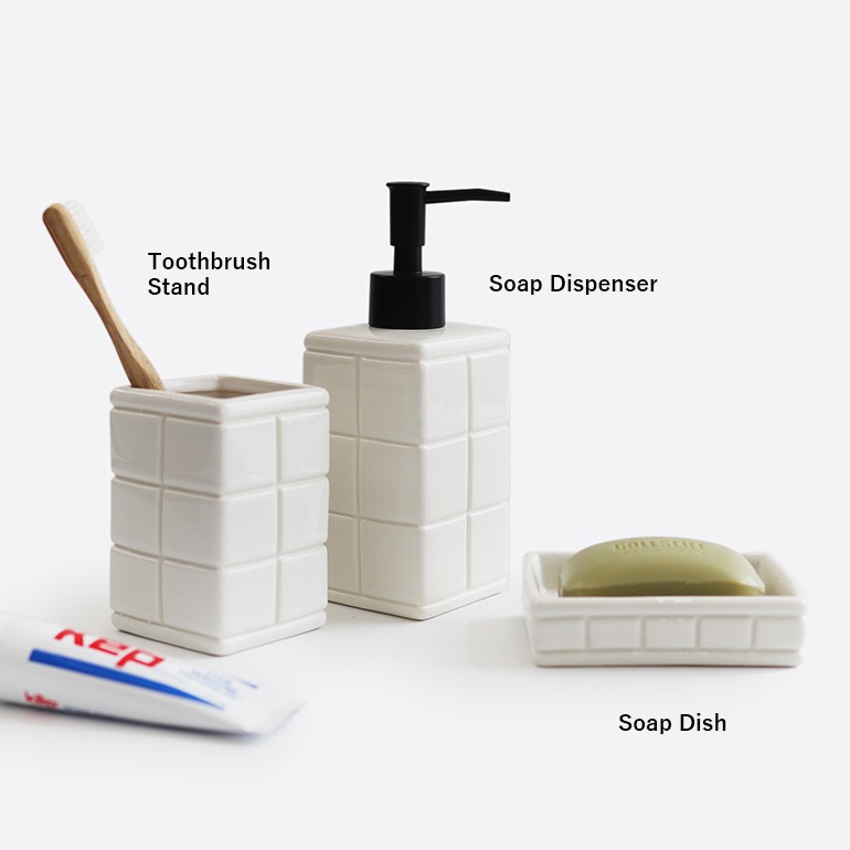PUEBCO プエブコ｜TILE PATTERNED BATH ENSEMBLE Toothbrush Stand トゥースブラシスタンド