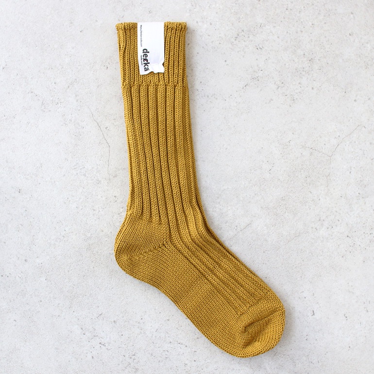 decka quality socks デカクォリティソックス｜CASED HEAVY WEIGHT PLAIN SOCKS イエロー