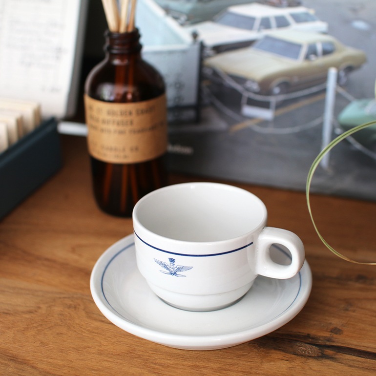 米軍 実物 メディカル カップ&ソーサー デッドストック イタリア空軍 A.M.I. エスプレッソカップ＆ソーサー