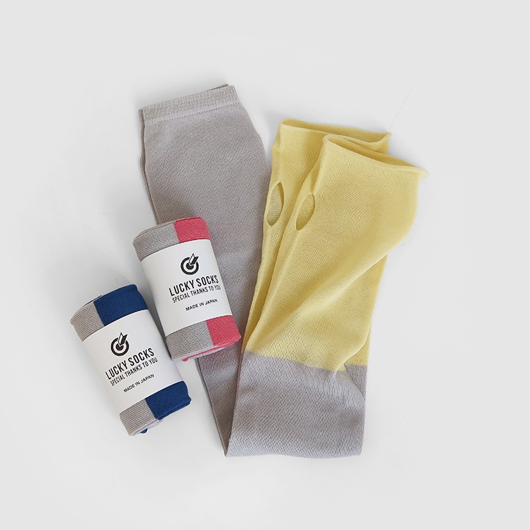 LUCKY SOCKS ラッキーソックス｜UVカットクールアームカバー ツートーン アイスシルバー【全3色】