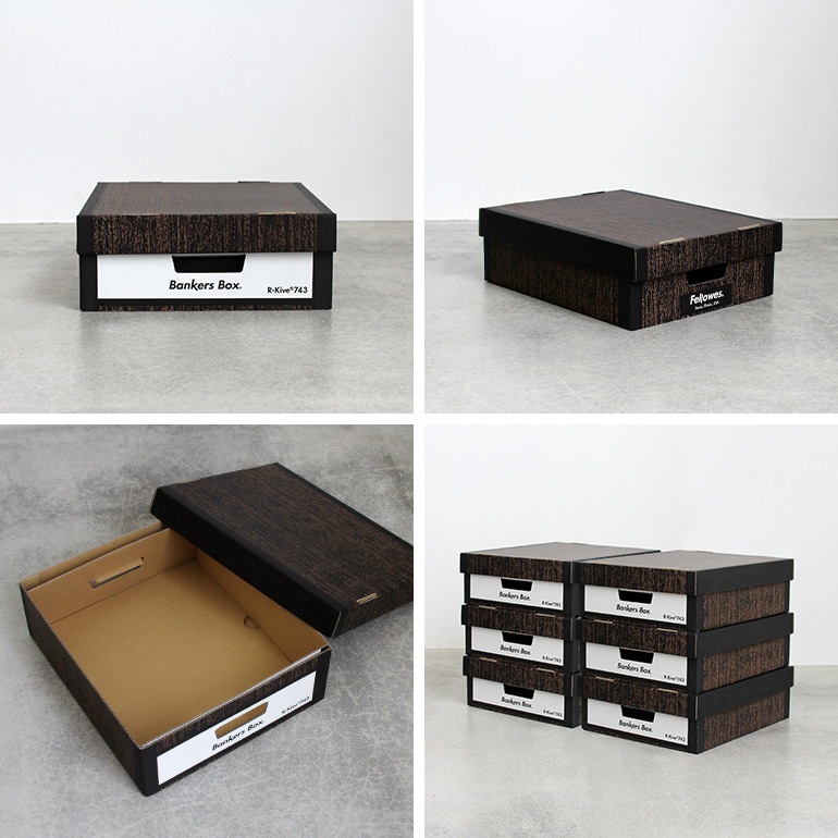 Fellowes フェローズ｜BANKERS BOX 743sボックス 6個1パック（ウッドグレイン）