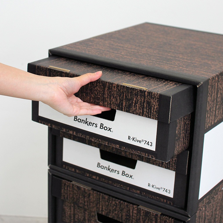 Fellowes フェローズ｜BANKERS BOX 1626sファイルキューブ 3個1パック（ウッドグレイン）