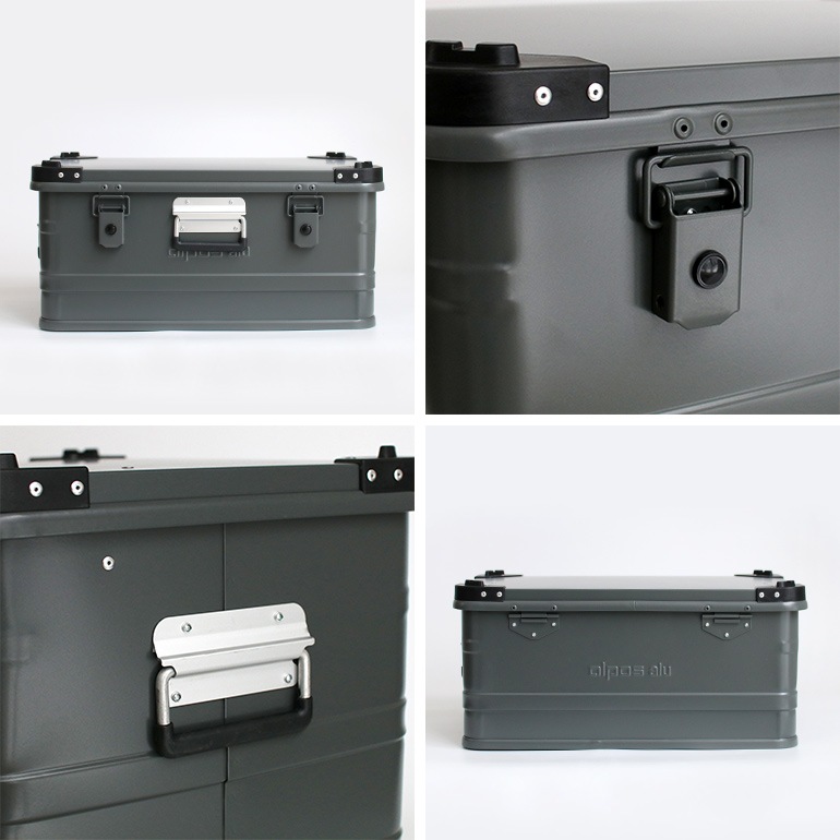 ALPOS アルポス｜ALUMINUM CONTAINER WITH STACKING CORNER (Mud gray) S 47L