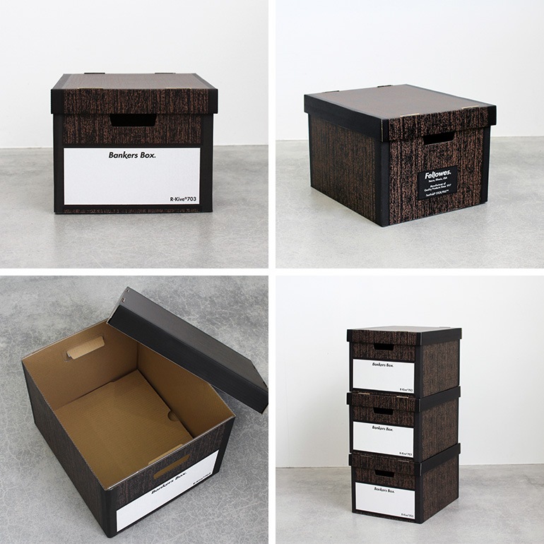 Fellowes フェローズ｜BANKERS BOX 703sボックス 3個1パック（ウッドグレイン）
