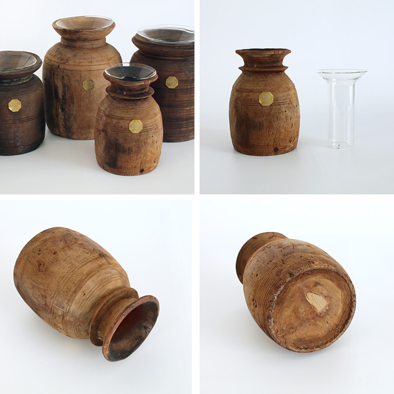 【Puebco】Vintage Wooden Pot VINTAGE WOODEN POT W/GLASS CYLINDER – PUEBCO ONLINE STORE