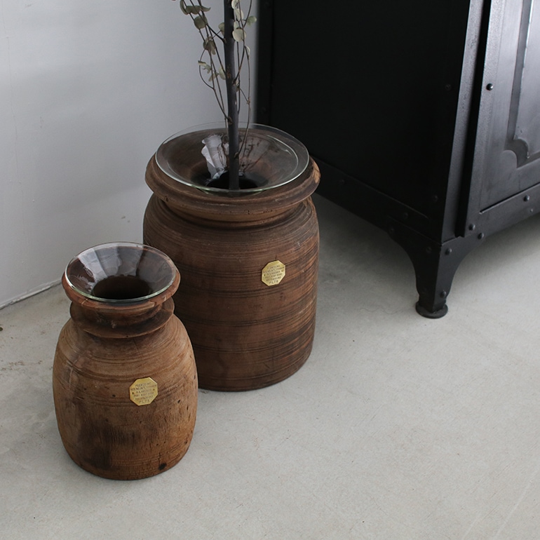 【Puebco】Vintage Wooden Pot VINTAGE WOODEN POT W/GLASS CYLINDER – PUEBCO ONLINE STORE