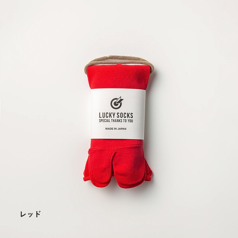 LUCKY SOCKS ラッキーソックス｜ノーゴムタビアンクルソックス　レッド