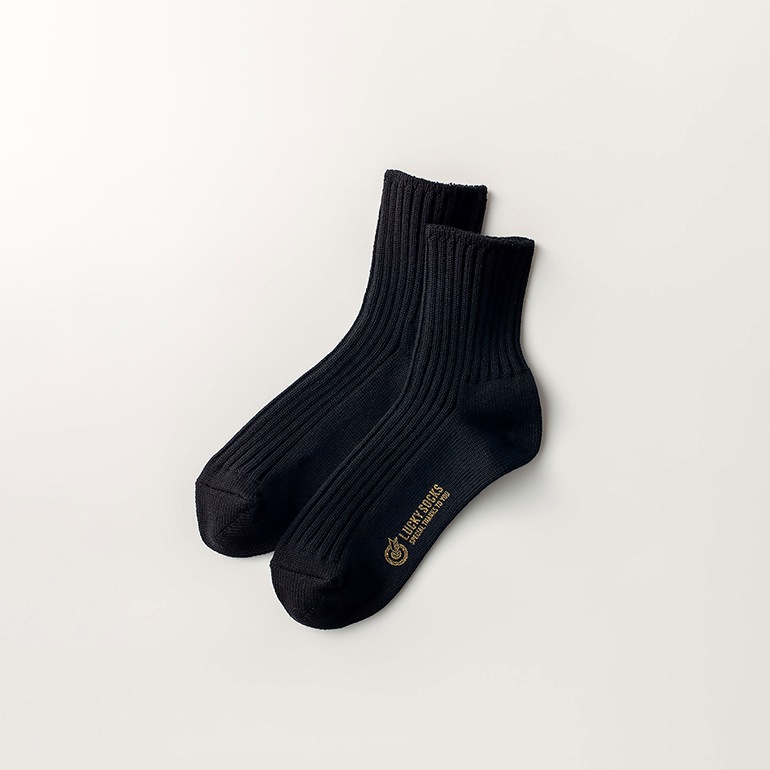 LUCKY SOCKS ラッキーソックス｜スムースアンクルソックス　ブラック