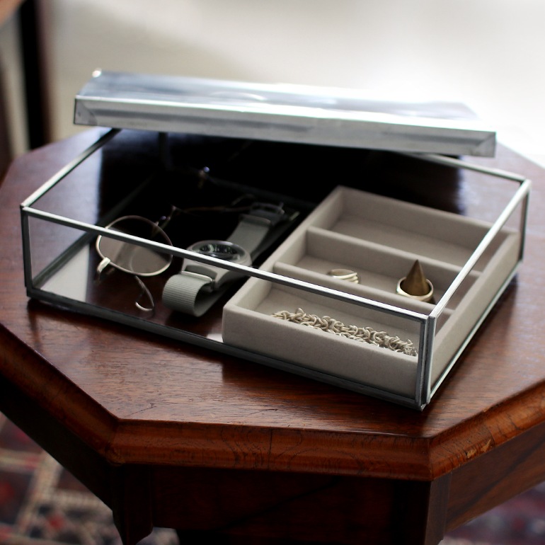 PUEBCO プエブコ｜GLASS BOX WITH RECYCLE STEEL LID【Jewelry Double】