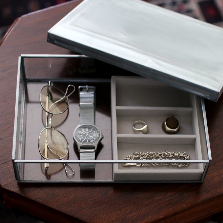 PUEBCO プエブコ｜GLASS BOX WITH RECYCLE STEEL LID【Jewelry Double】
