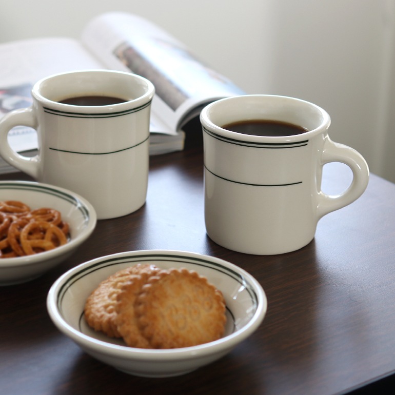 HOMER LAUGHLIN CHINA ホーマーラフリンチャイナ｜GREEN BAND MUG CUP