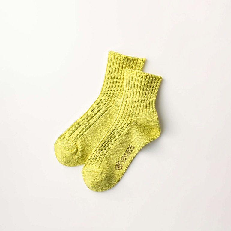 LUCKY SOCKS ラッキーソックス｜スムースアンクルソックス　ライムイエロー