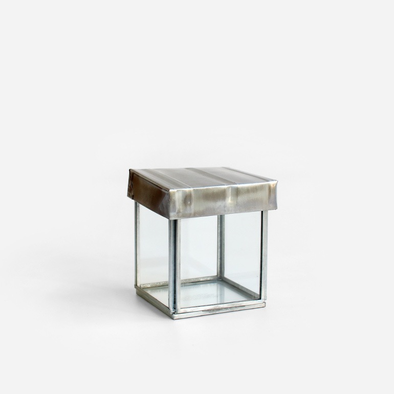 PUEBCO プエブコ｜GLASS BOX WITH RECYCLE STEEL LID【Cotton Swab】
