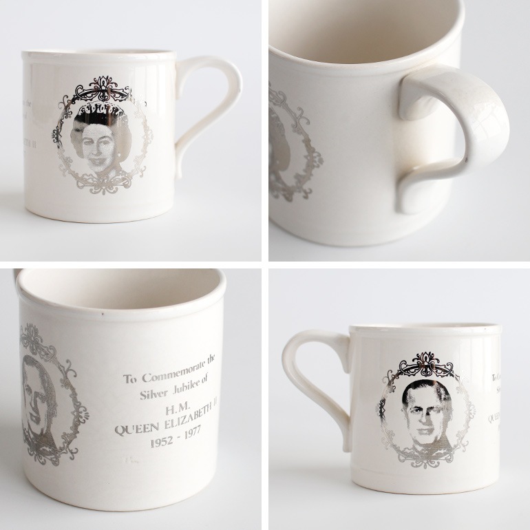 VINTAGE｜Queen Elizabeth SilverJubilee MUG【WHITE】