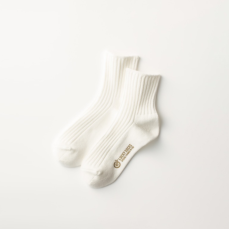 LUCKY SOCKS ラッキーソックス｜スムースアンクルソックス　オフホワイト