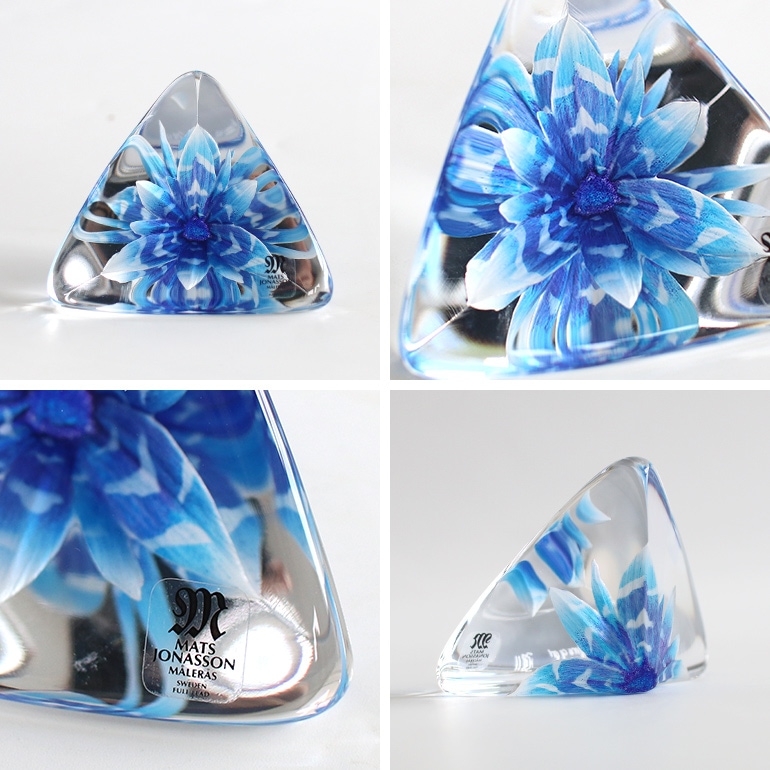 VINTAGE｜MATS JONASSON Flower ペーパーウェイト BLUE