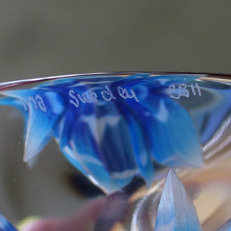 VINTAGE｜MATS JONASSON Flower ペーパーウェイト BLUE