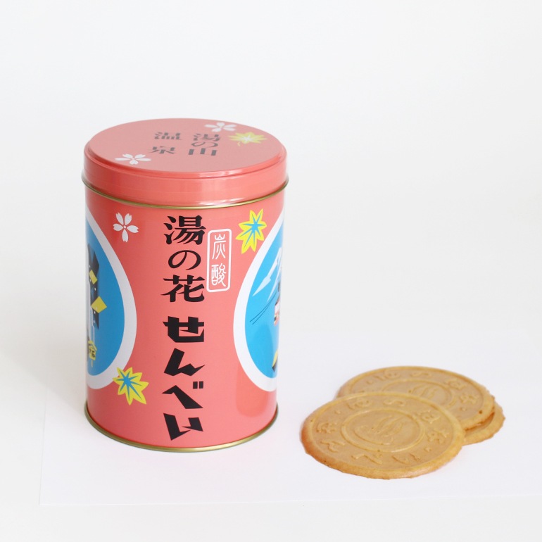 湯の花せんべい丸缶 (24枚入)
