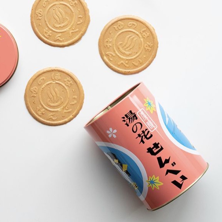 湯の花せんべい丸缶 (24枚入)